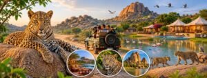 Jawai Leopard Safari in Rajasthan featuring leopard sightings, safari jeep, luxury resort, Jawai Dam and wildlife experience